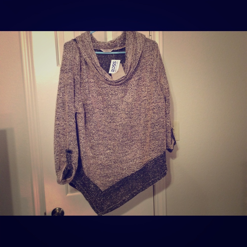 New SJS 2X pink cuffed sleeve cowl neck sweater